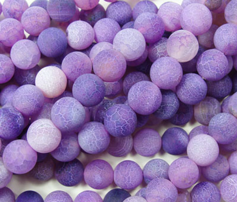 8mm 15 Inches Purple Matte Agate Round Beads