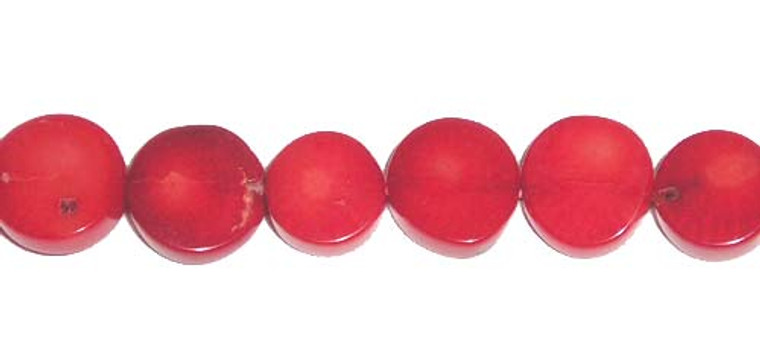 7-9mm Bamboo Coral Flat Coin Beads