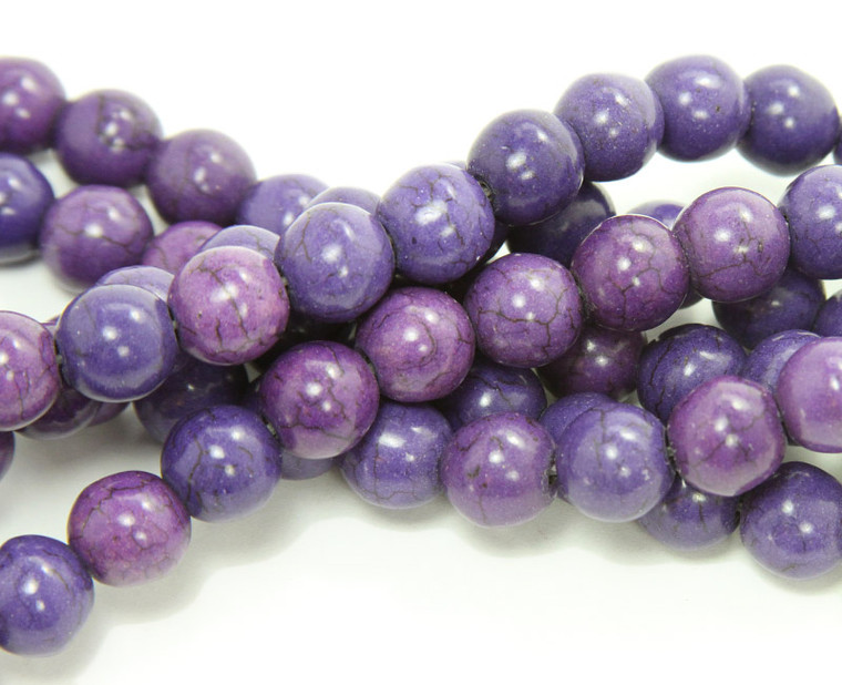 14mm 15.5 Inch Strand Purple Howlite Round Beads