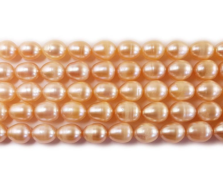 9-9.5mm Peach-Colored Rice Pearls