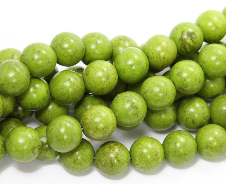 16mm 16 Inch Strand Green Howlite Round Beads