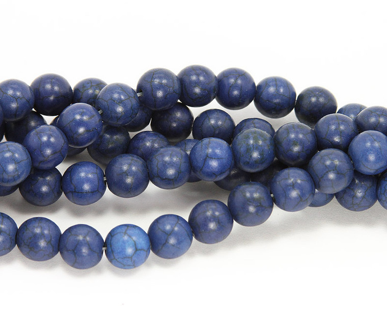 18mm 8 Inch Strand Lapis Blue Howlite Round Beads 18mm 8 Inch Strand Lapis Blue Howlite Round Beads
