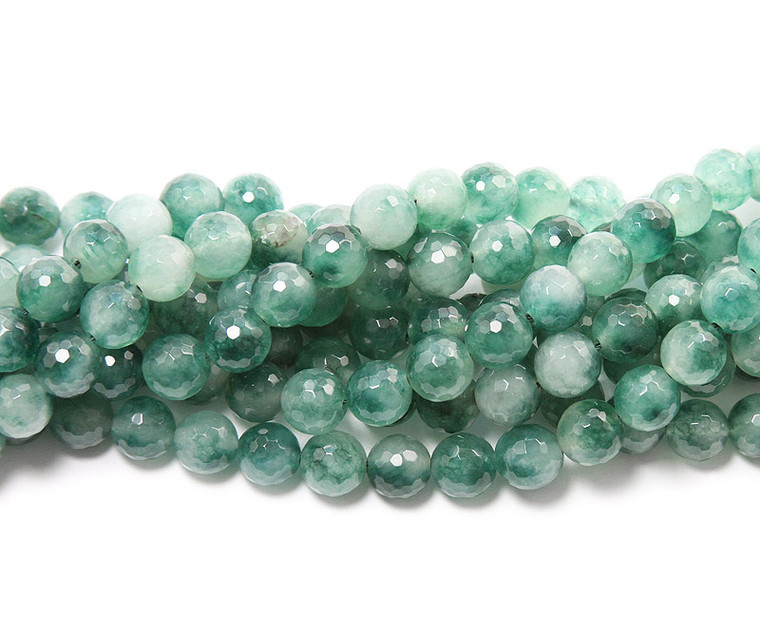 Dyed Faceted Round Beads 12mm 15.5 Inches White And Green Green Faceted Round Beads