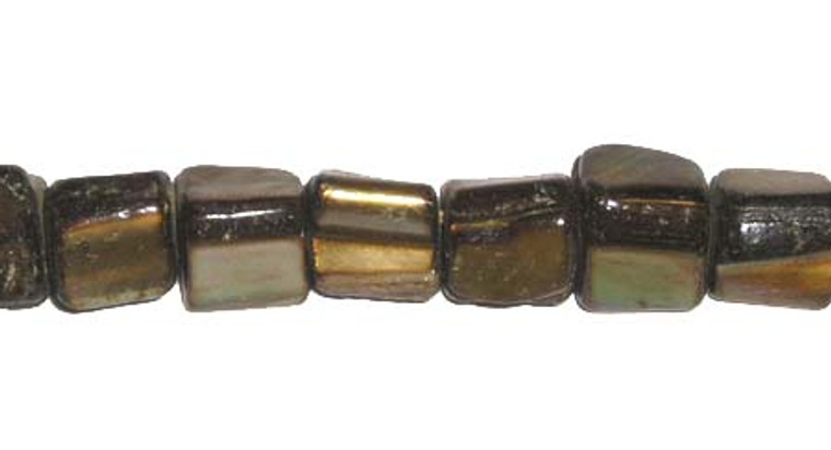 6x7mm Mother Of Pearl Brown Cube Beads