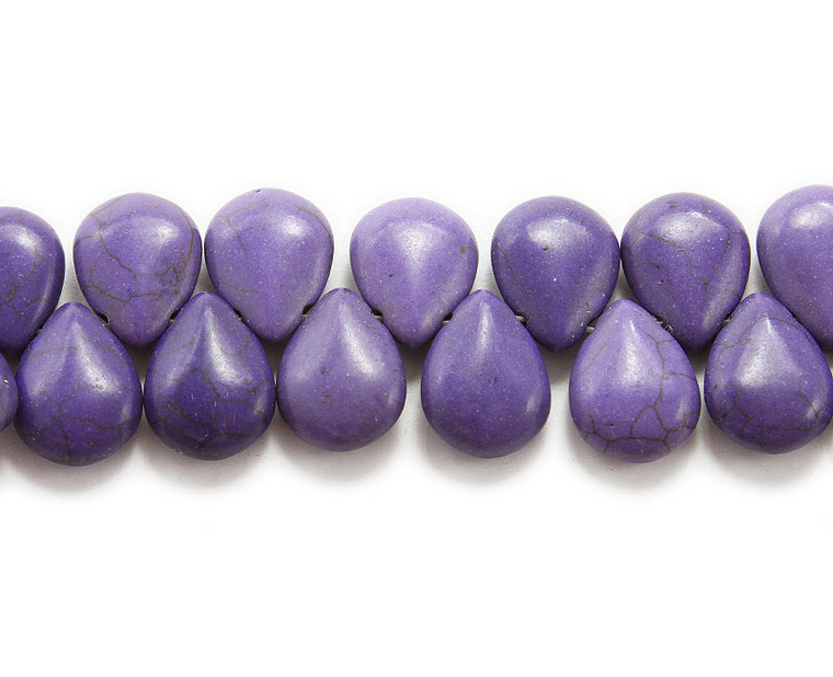 14x18mm 8 Inches Purple Howlite Puffed Teardrop Beads