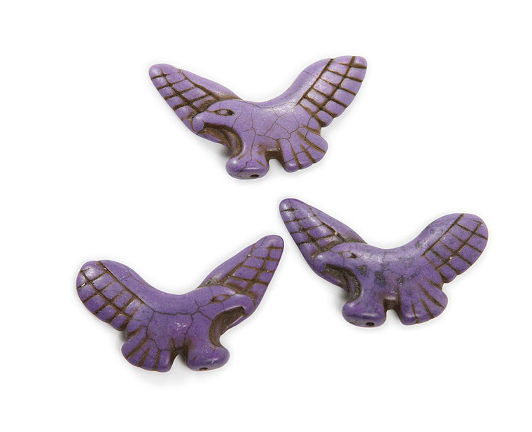 27x45M Pack Of 6 Purple Howlite Carved Eagle Beads