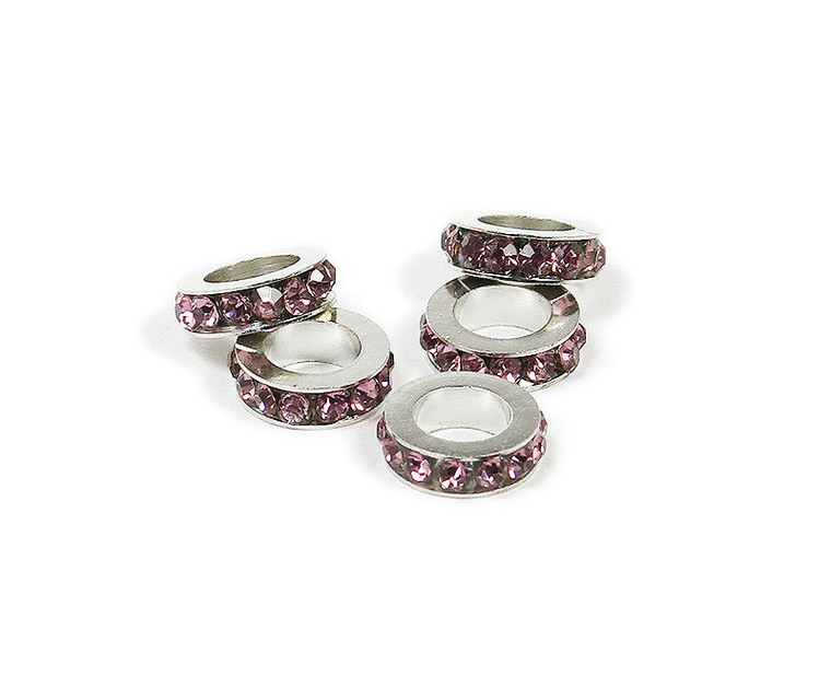 11mm Pack Of 5 Light Purple Cz Large Hole Wheel Spacers