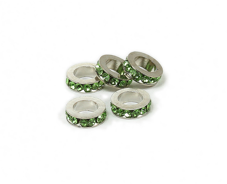 11mm Pack Of 5 Spring Green Cz Large Hole Wheel Spacers