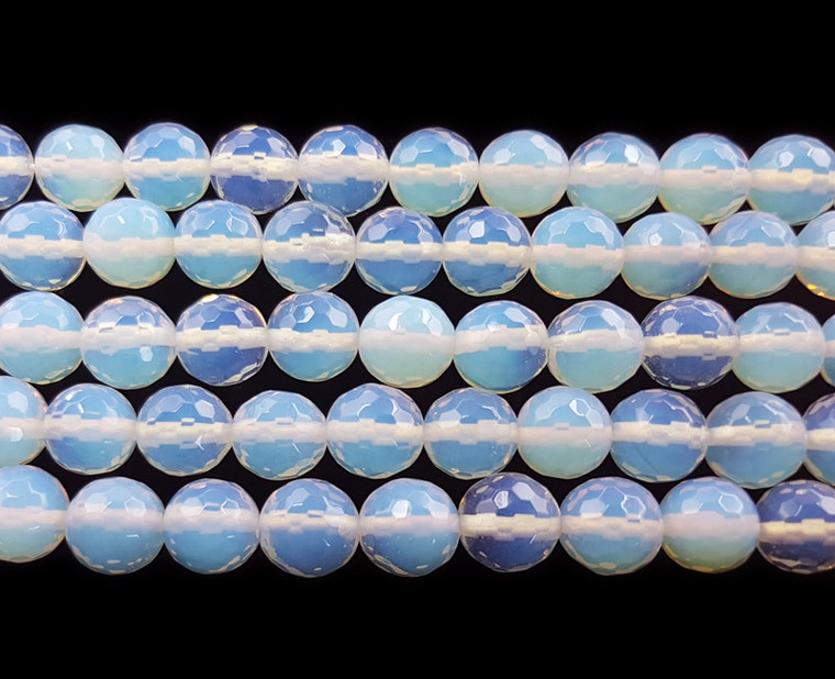 8mm 15.5 Inches Opalite Faceted Round Beads