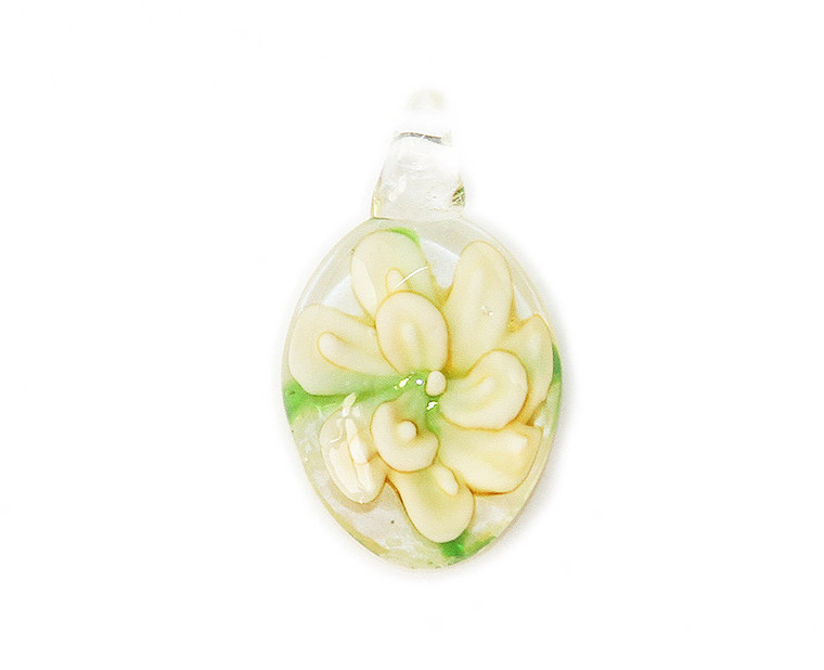 18x30mm Pack Of 2 Yellow Oval Murano Style Glass Pendant