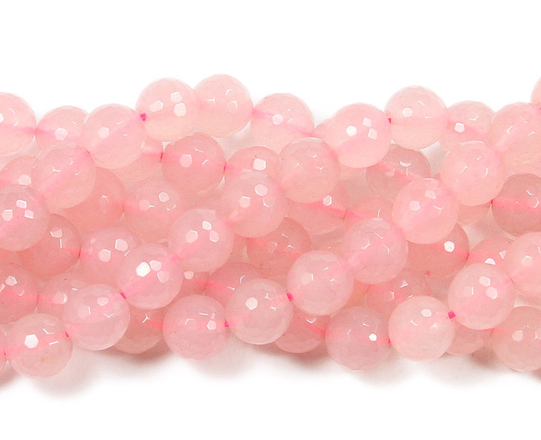 4mm Rose Pink Jade Dyed Faceted Round Beads