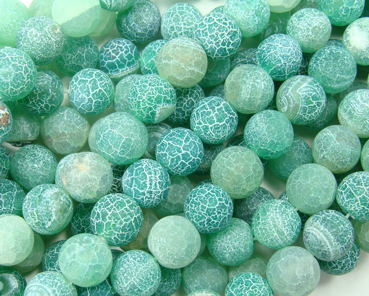 14mm 14 Inches Green Matte Agate Round Beads