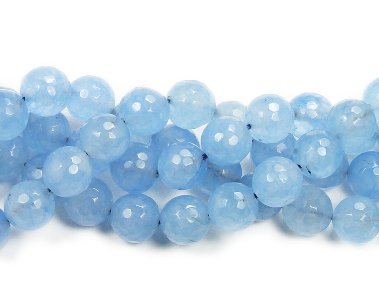 6mm Sky Blue Jade Dyed Faceted Round Beads