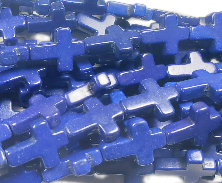 12x15mm Lapis Blue Howlite Cross Beads