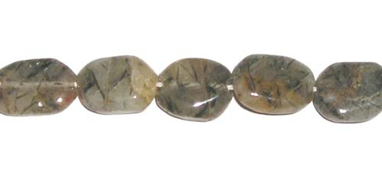 8x10mm Rutilated Quartz Puffed Oval Beads