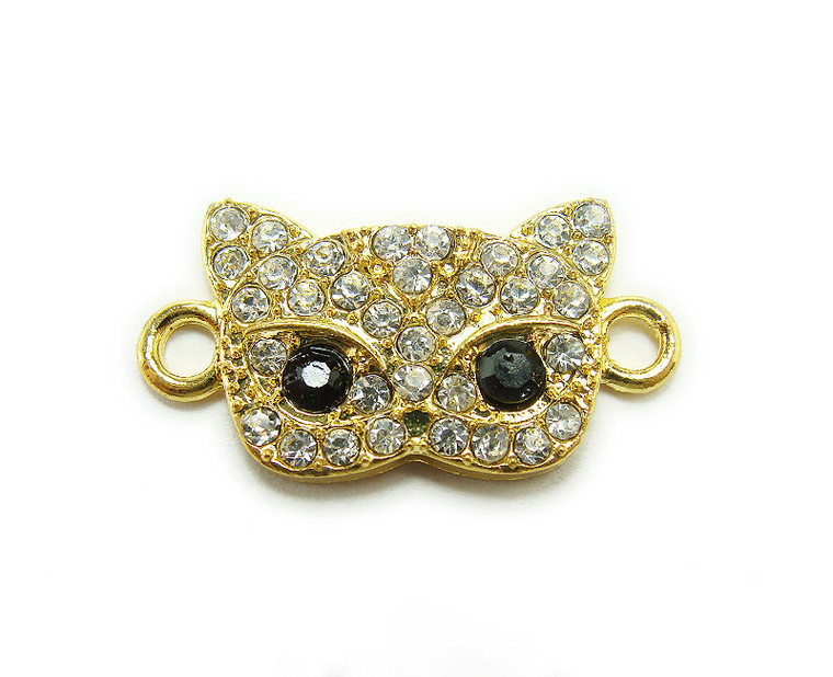 13x20mm Pack Of 4 Gold Metal And Cz Stone Masquerade Mask Connector