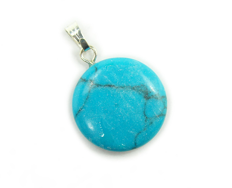 18mm Pack Of 5 Turquoise Howlite Round Coin Pendants