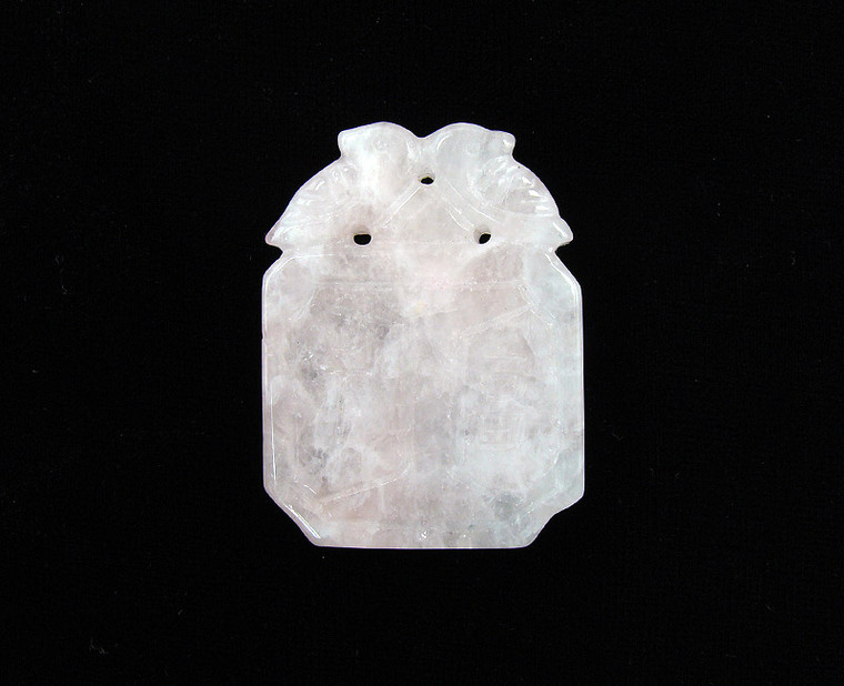 32x42mm Rose Quartz Lucky Chinese Stone Carved Pendant