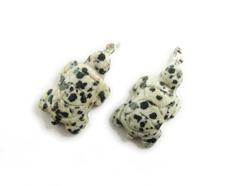 14x22mm Pack Of 5 Dalmatian Jasper Turtle Gemstone Pendant