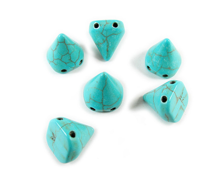 14x15mm Turquoise Howlite Cone Double Drilled Beads