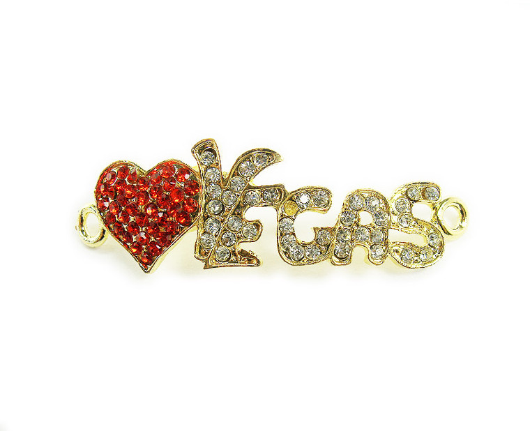 15x40mm Pack Of 4 Gold Metal And Cz Stone Vegas Heart Connector