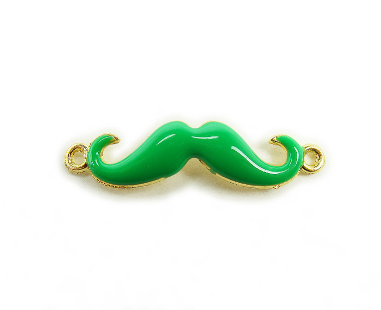 8x35mm Pack Of 6 Green With Gold Metal Mustache Connector