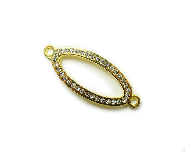 15x38mm Pack Of 4 Gold Metal And Cz Stone Oval Connector