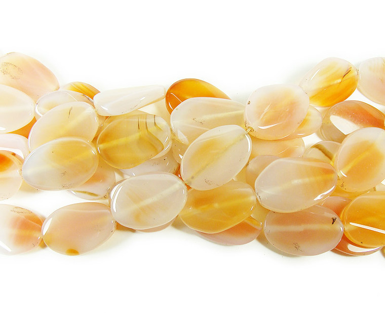 22x32mm 14 Inch Strand Pink Peach Agate Twist Oval Beads