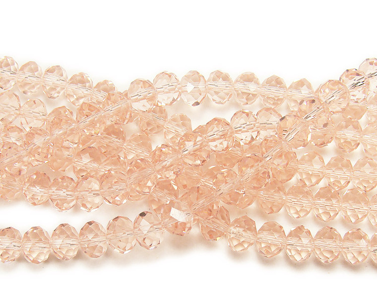 6x8mm 72 Beads 17.5" Pink Glass Faceted Rondelle Beads