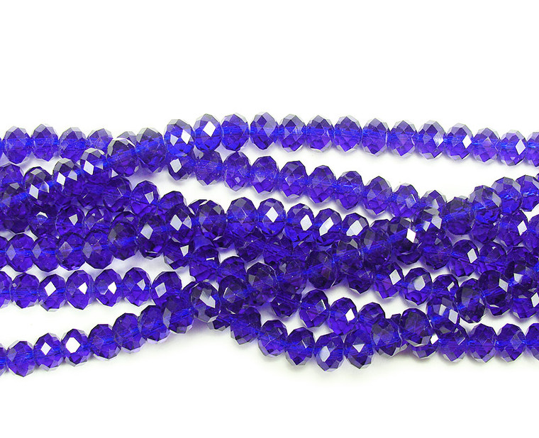 6x8mm 72 Beads 17.5" Lapis Blue Glass Faceted Rondelle Beads