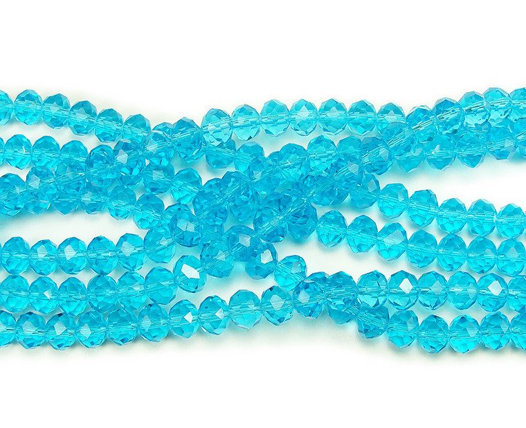 8x10mm 47 Beads 13.5" Sea Blue Glass Faceted Rondelle Beads