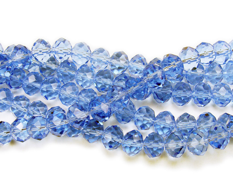 8x10mm 72 Beads 22" Sapphire Blue Glass Faceted Rondelle Beads