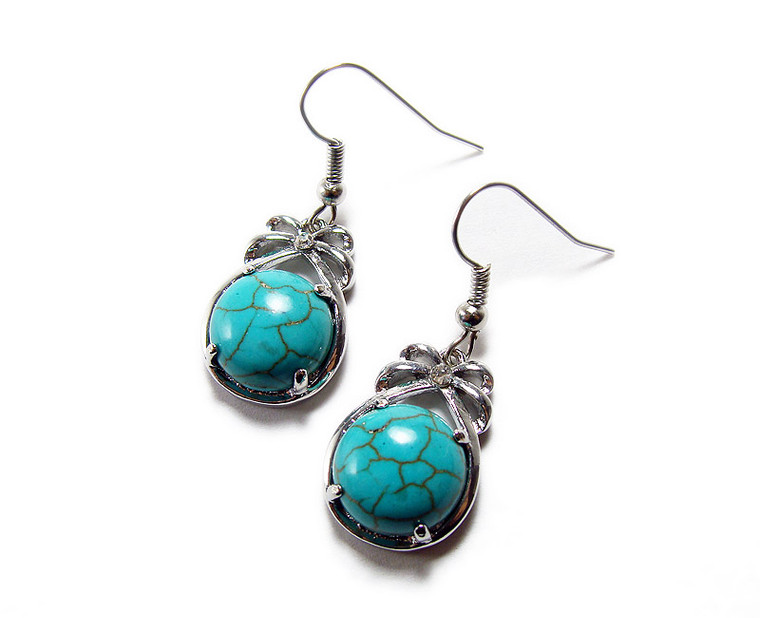 15x20mm Length Turquoise Howlite Round Earrings