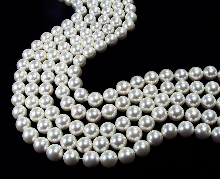 8mm White Shell Pearl Round Beads