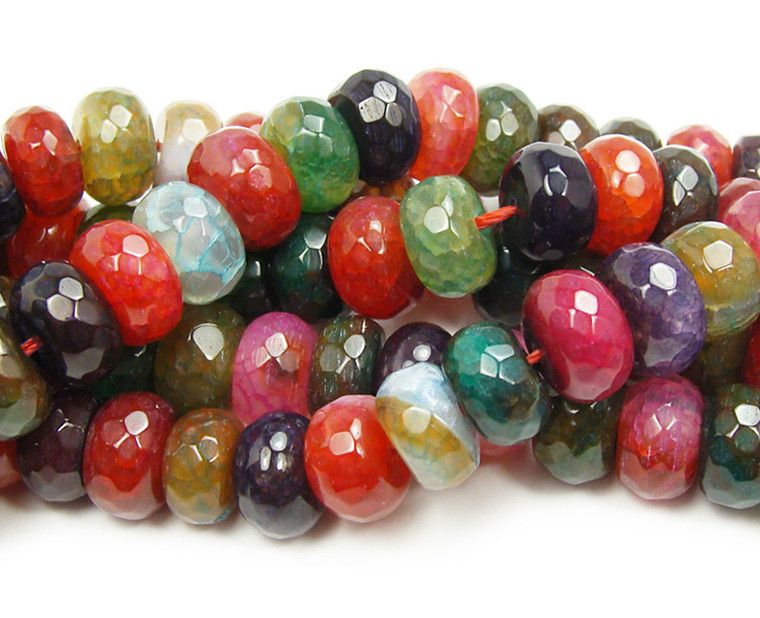 6x8mm Multicolor Agate (Tourmaline Colored ) Faceted Rondelles Beads