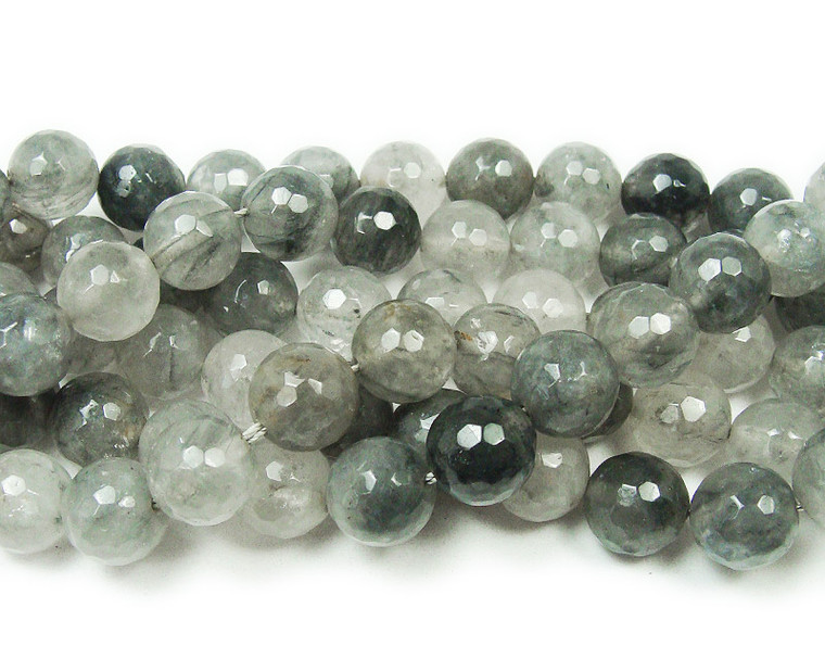 8mm 15.5 Inches Cloud Grey Quartz Faceted Round Beads