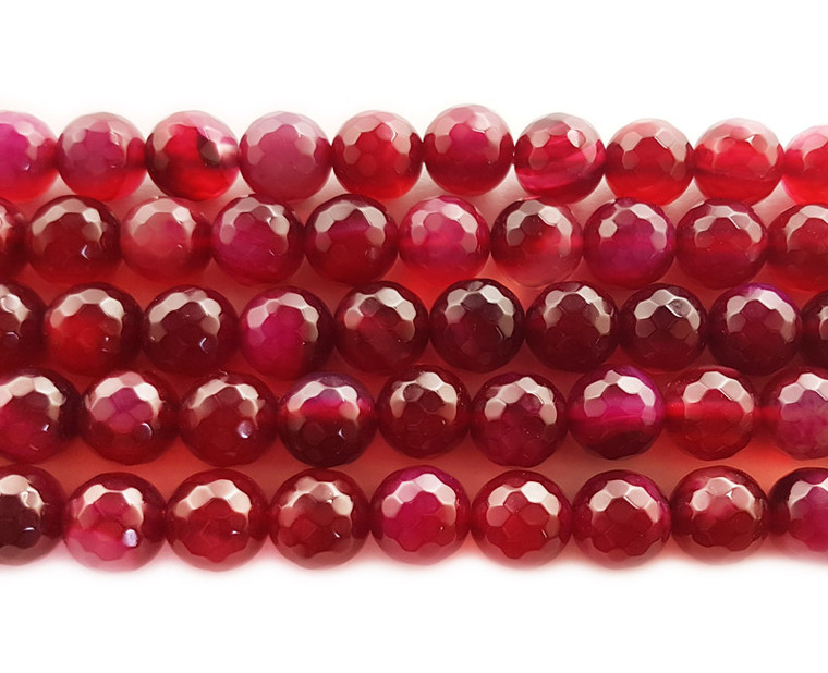 4mm 15.5 Inch Strand Burgundy Agate Faceted Round Beads