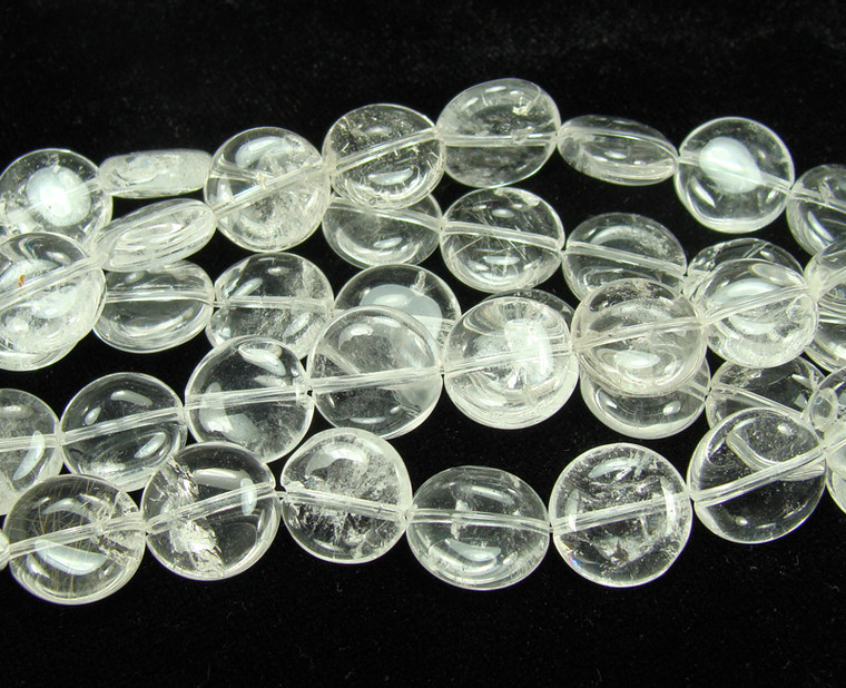 9-10mm Natural Crystal Smooth Coin Beads