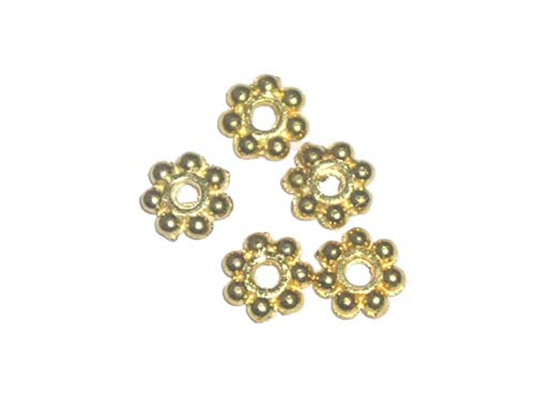 8mm Approx.100 Pieces Gold-Plated Daisy Beads