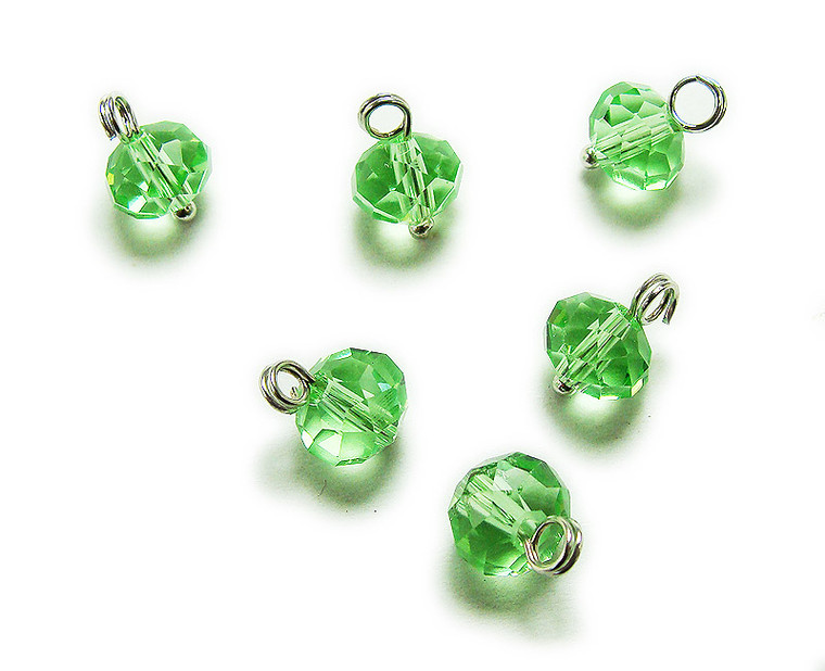 6x8mm Bead Pack Of 20 Spring Green Faceted Glass Rondelle Hangers