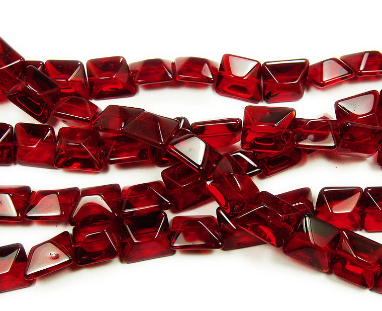 14x16mm 12 Inches Dark Ruby Red Glass Faceted Nugget Beads