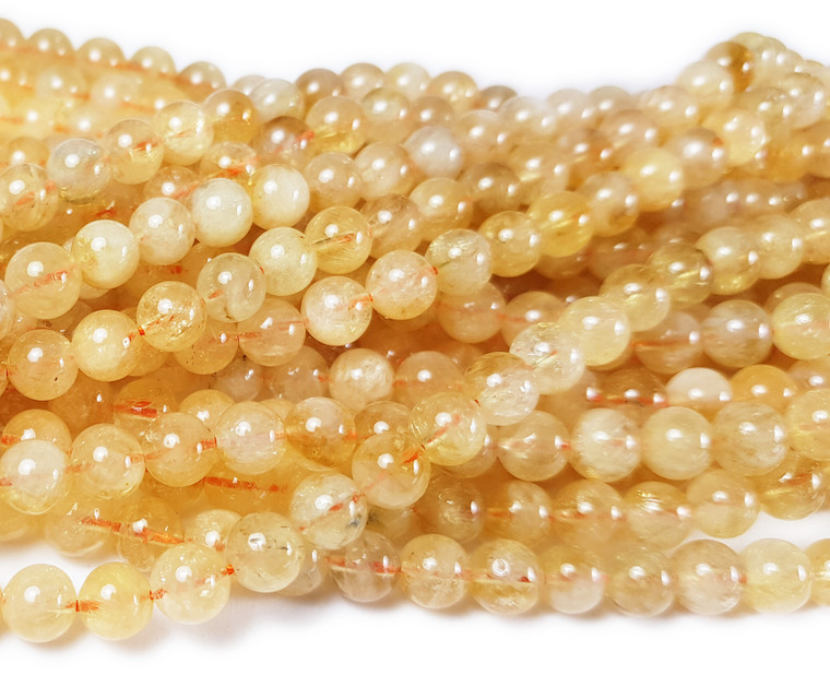 6mm Citrine Smooth Round Beads 15.5 Inches