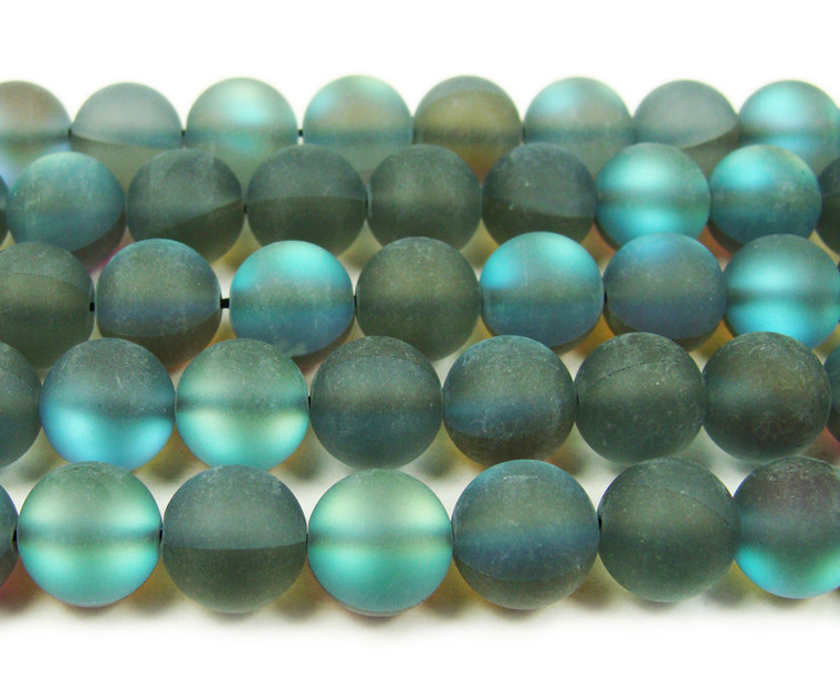 10mm Dark Gray Moonlight Crystal Matte Round Beads