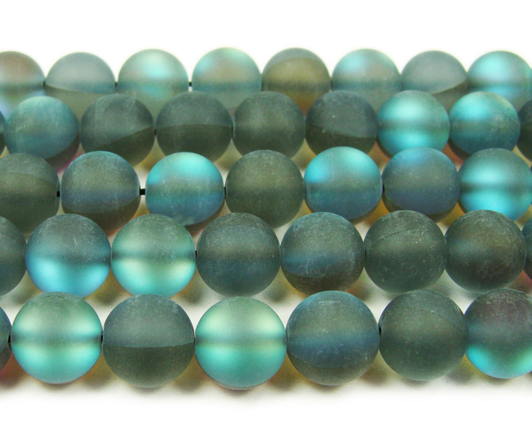 8mm Dark Gray Moonlight Crystal Matte Round Beads