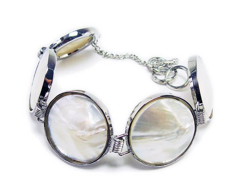 7.5 - 8.5 Inches Mother Of Pearl Shell Round Fashion Bracelet
