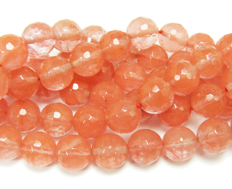 10mm Cherry Quartz Faceted Round Beads