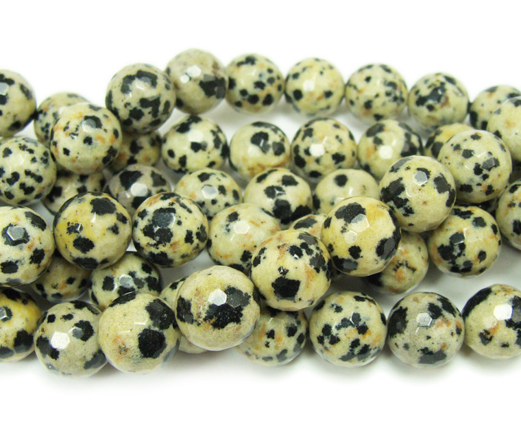 12mm Dalmatian Jasper Faceted Round Beads