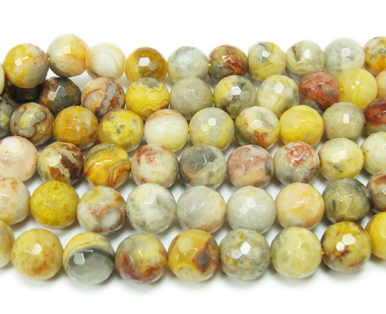 12mm Crazy Lace Agate Faceted Round Beads