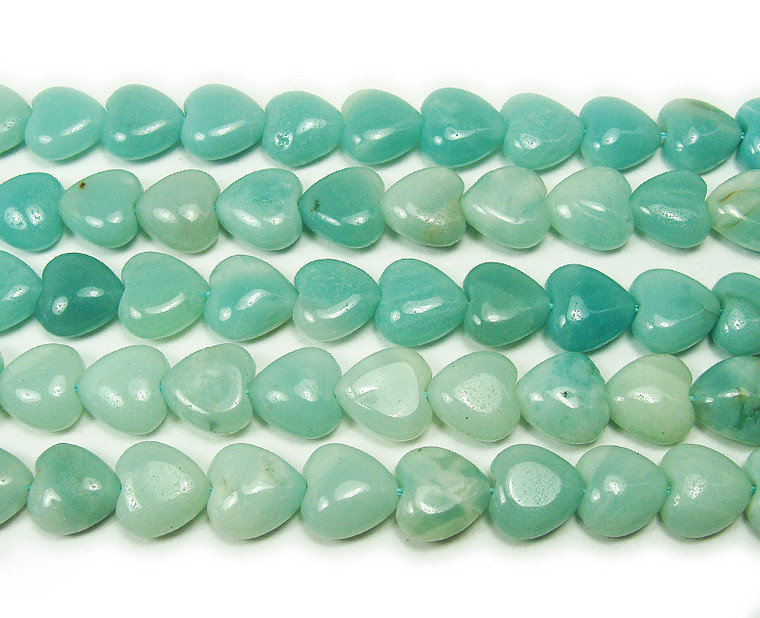 14x14mm Natural Amazonite Heart Beads