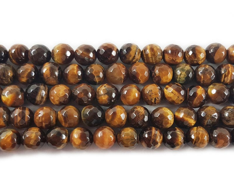 6mm Tiger Eye Faceted Round Beads